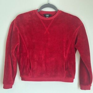 Athleta Girl Feelin' Great 2.0 Sweatshirt size Small 7 Candy Apple Red Fleece